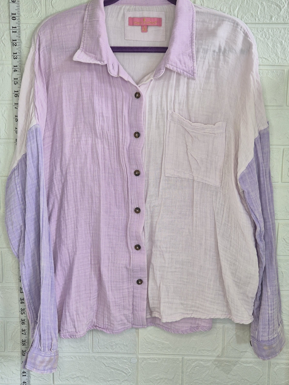 Simply Southern button up pretty purple Top Women’s Size Large 100% Cotton